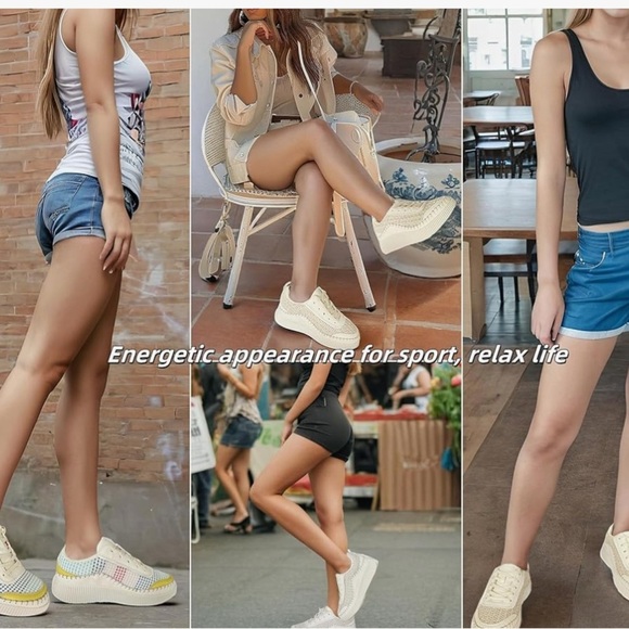 Vibrant Women's Athletic Shoes in White, Blue, and Yellow - Picture 8 of 11